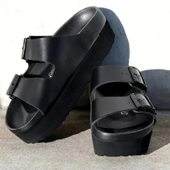 Birkenstock Shoes - PERFECT PAPILLIO X BIRKENSTOCK EXQUISITE ARIZONA PLATFORM SANDALS SLIDES